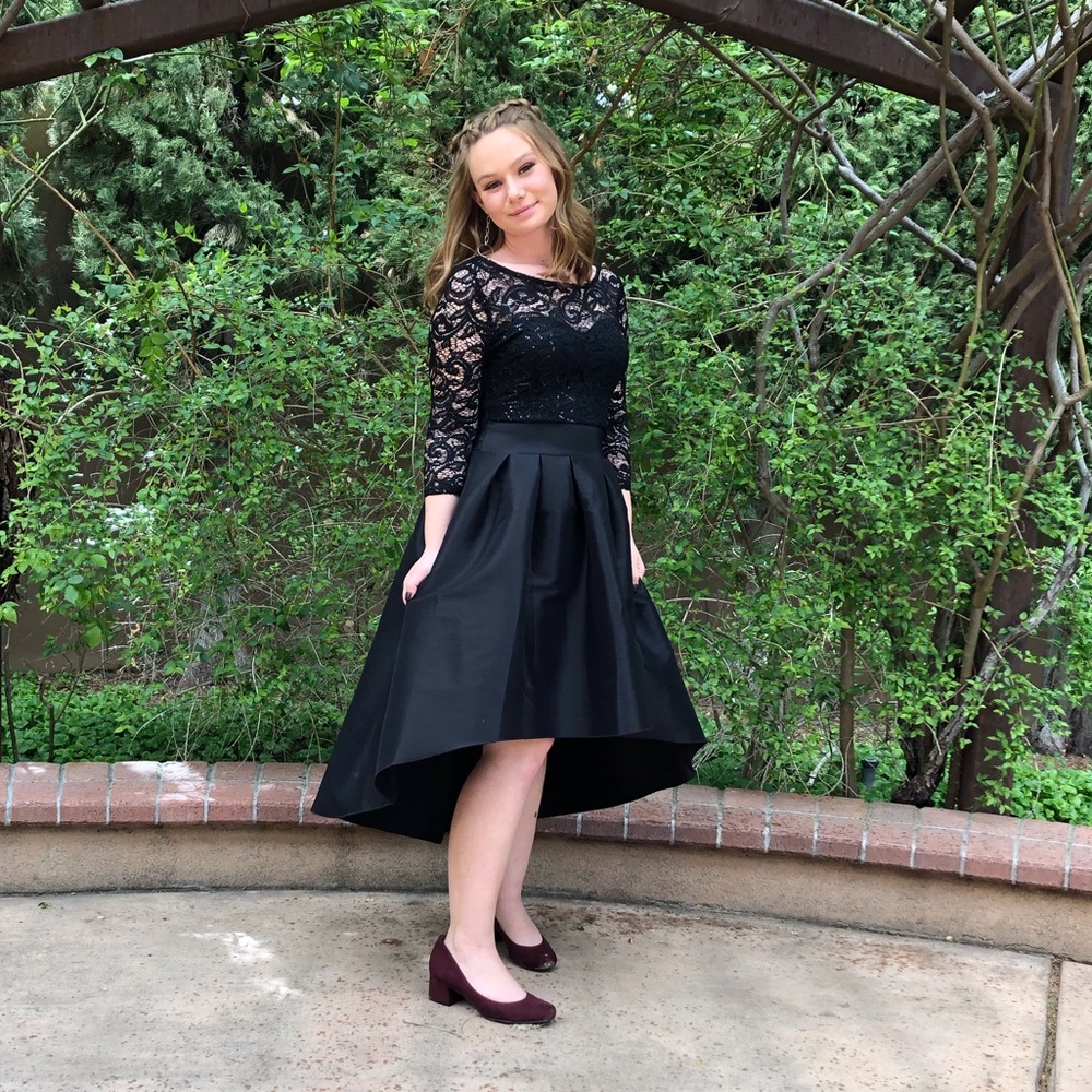 Satin black prom dress